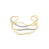 Solanales Crystal Cuff Bracelet 14k Gold Plated, Crystal