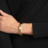 Solanales Gold Crystal Cuff Bracelet 14k Gold Plated, Crystal