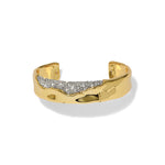 Solanales Gold Crystal Cuff Bracelet 14k Gold Plated, Crystal