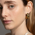Molten Gold Ribbon Hoop Earring 14k Gold Plated
