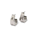 Molten Silver Ribbon Hoop Earring Rhodium Tone Plated Brass,