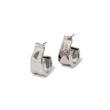 Molten Silver Ribbon Hoop Earring Rhodium Tone Plated Brass,