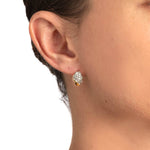 Solanales Crystal Tiny Pebble Stud Earring 14k Gold Plated, Crystal