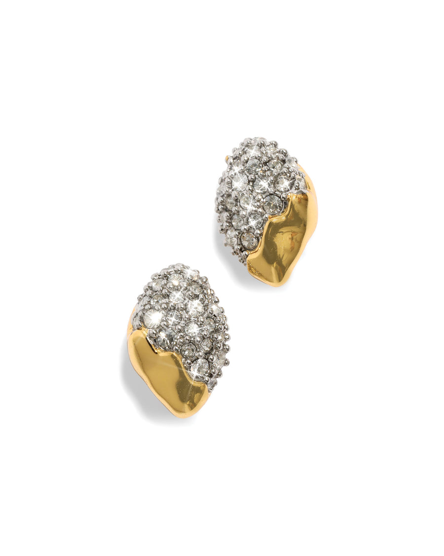 Solanales Crystal Tiny Pebble Stud Earring 14k Gold Plated, Crystal