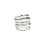 Layered Ring Rhodium Tone Plated Brass, / 7