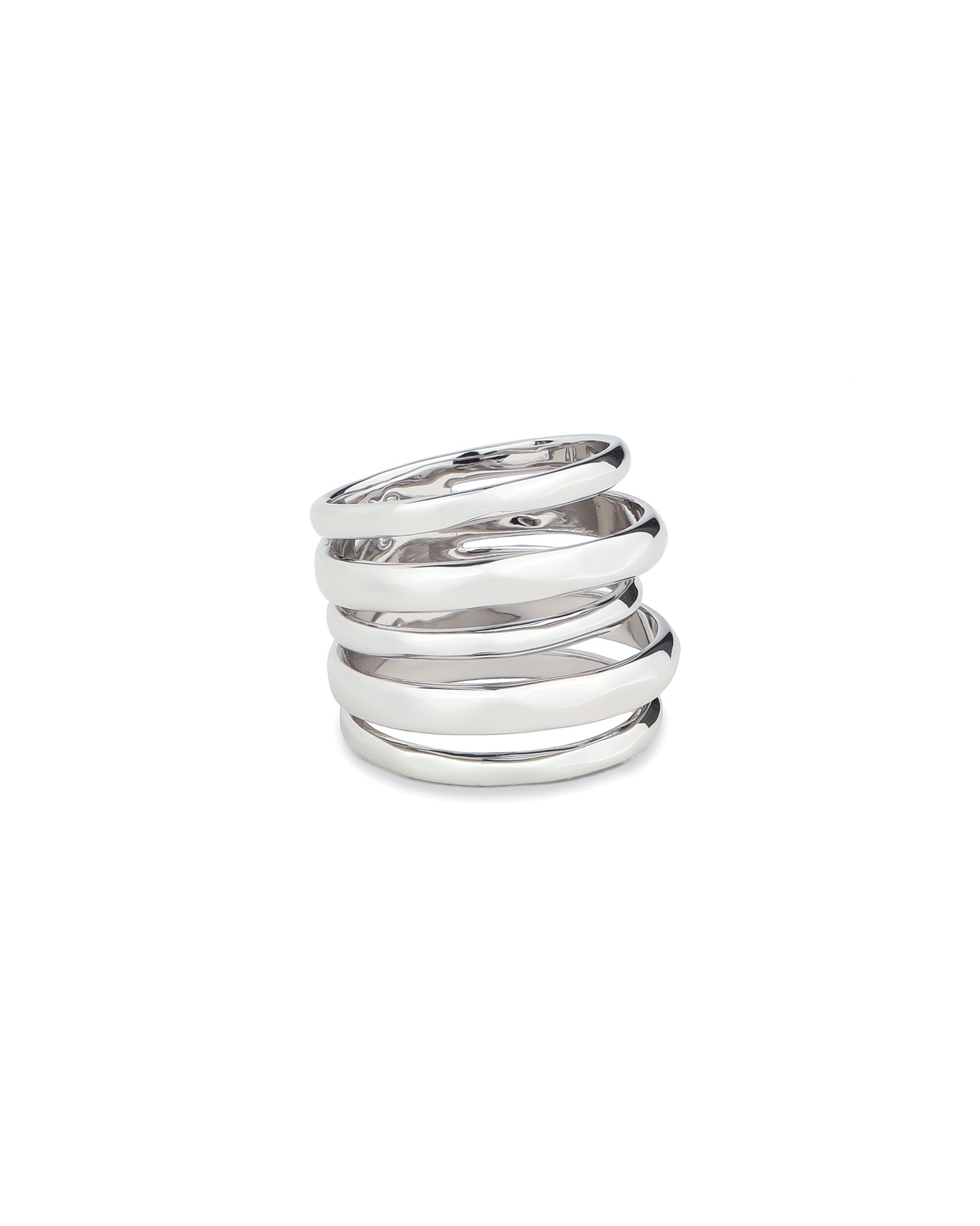 Layered Ring Rhodium Tone Plated Brass, / 7
