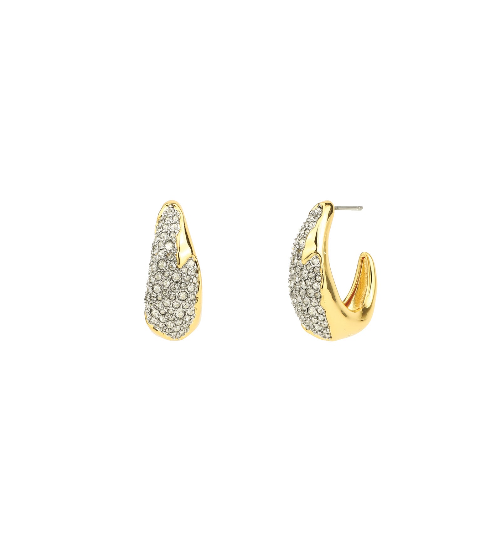 Solanales Crystal Hoop Earring 14k Gold Plated, Rhodium-tone Plated Brass