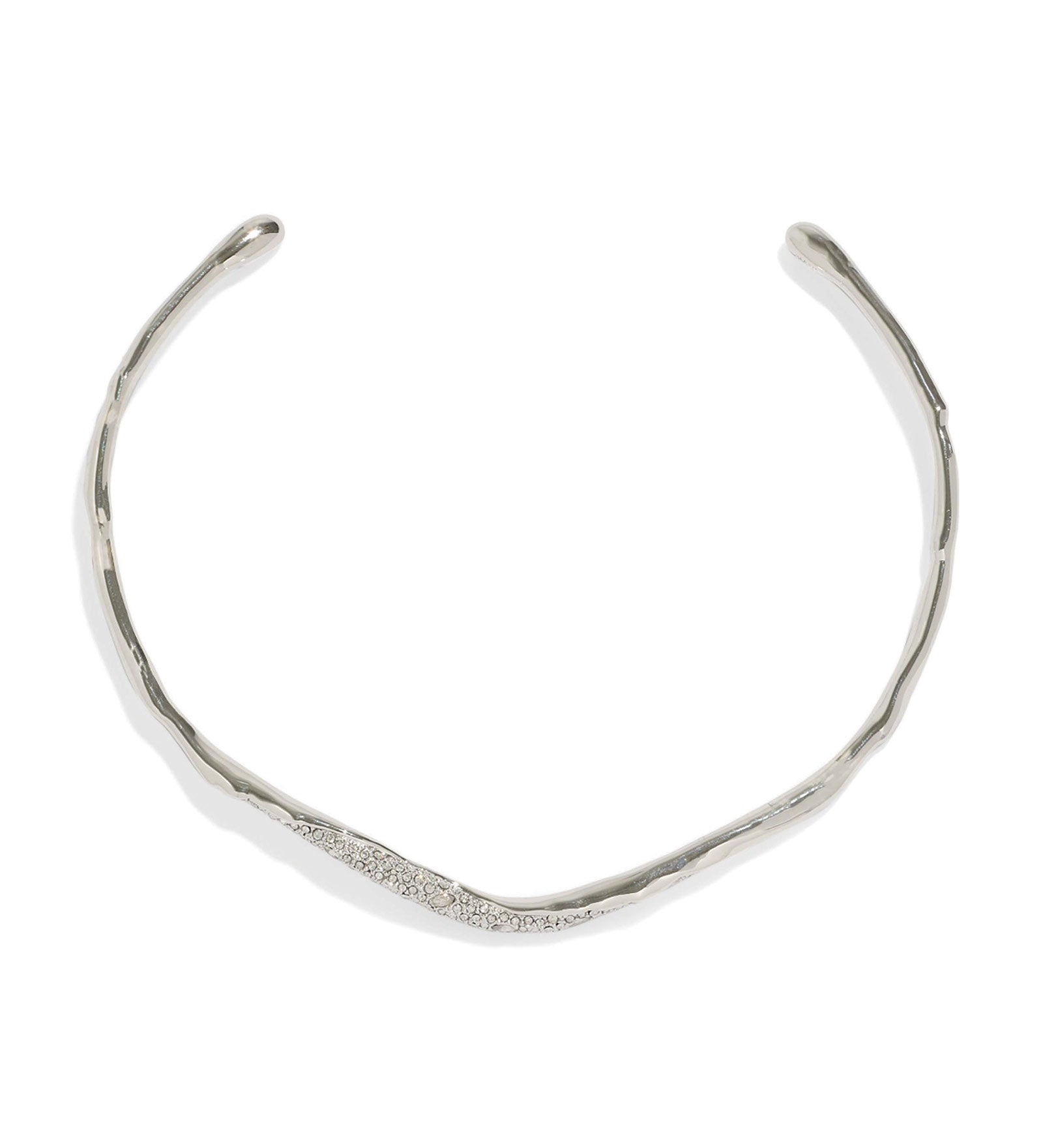 Solanales Crystal Skinny Collar Rhodium Tone Plated, Crystal