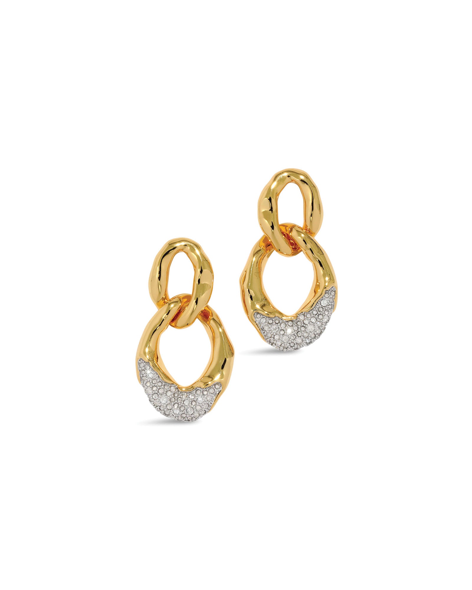 Alexis Bittar-Solanales Crystal Large Link Earrings-Earrings-14k Gold Plated, Rhodium Tone Plated Brass-Blue Ruby Jewellery-Vancouver Canada