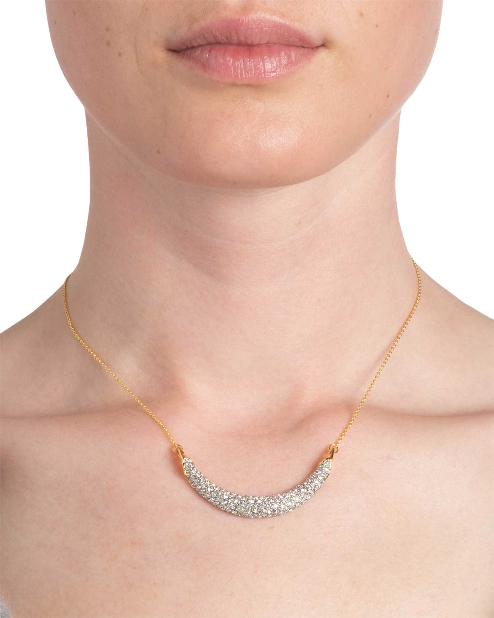 Alexis Bittar-Solanales Crystal Crescent Necklace-Necklaces-14k Gold Plated, Crystal-Blue Ruby Jewellery-Vancouver Canada