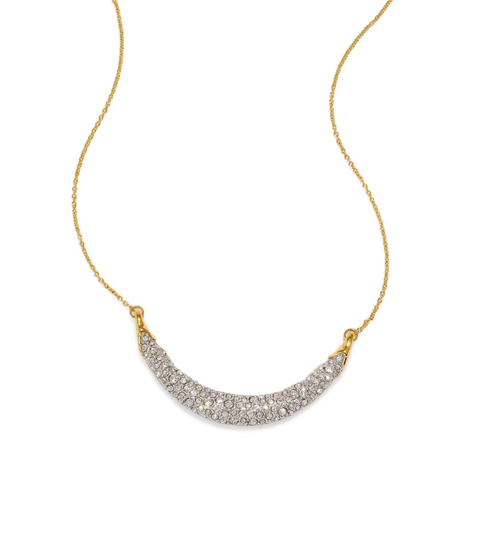 Solanales Crystal Crescent Necklace 14k Gold Plated, Crystal