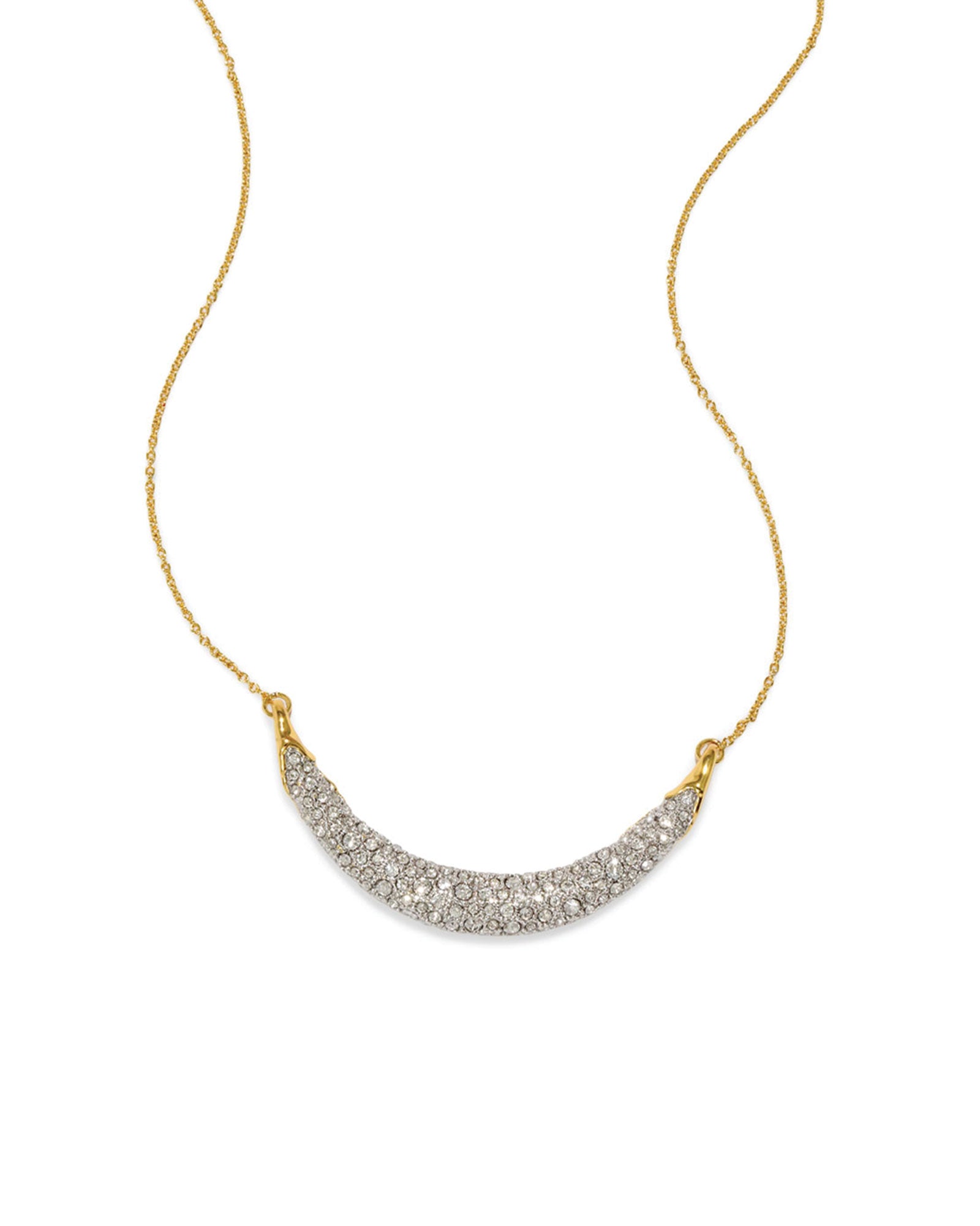 Solanales Crystal Crescent Necklace 14k Gold Plated, Crystal