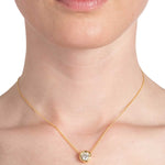 Asterales Gold Molten CZ Solitaire Necklace 14k Gold Plated, Crystal