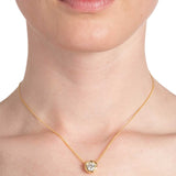 Asterales Gold Molten CZ Solitaire Necklace 14k Gold Plated, Crystal
