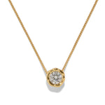 Asterales Gold Molten CZ Solitaire Necklace 14k Gold Plated, Crystal
