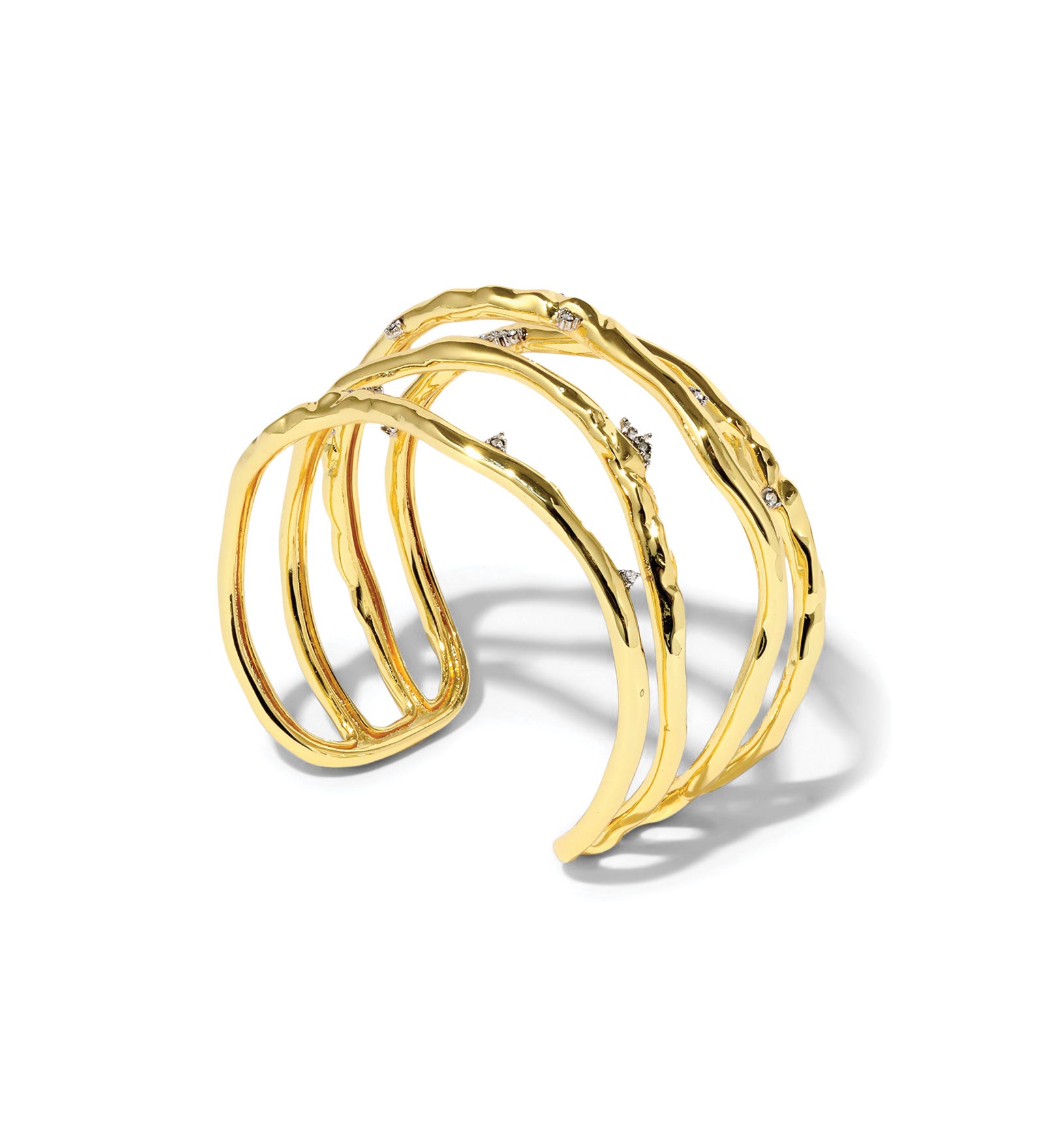 Brut Gold Crystal Thorn Orbit Cuff 14k Gold Plated, Crystal