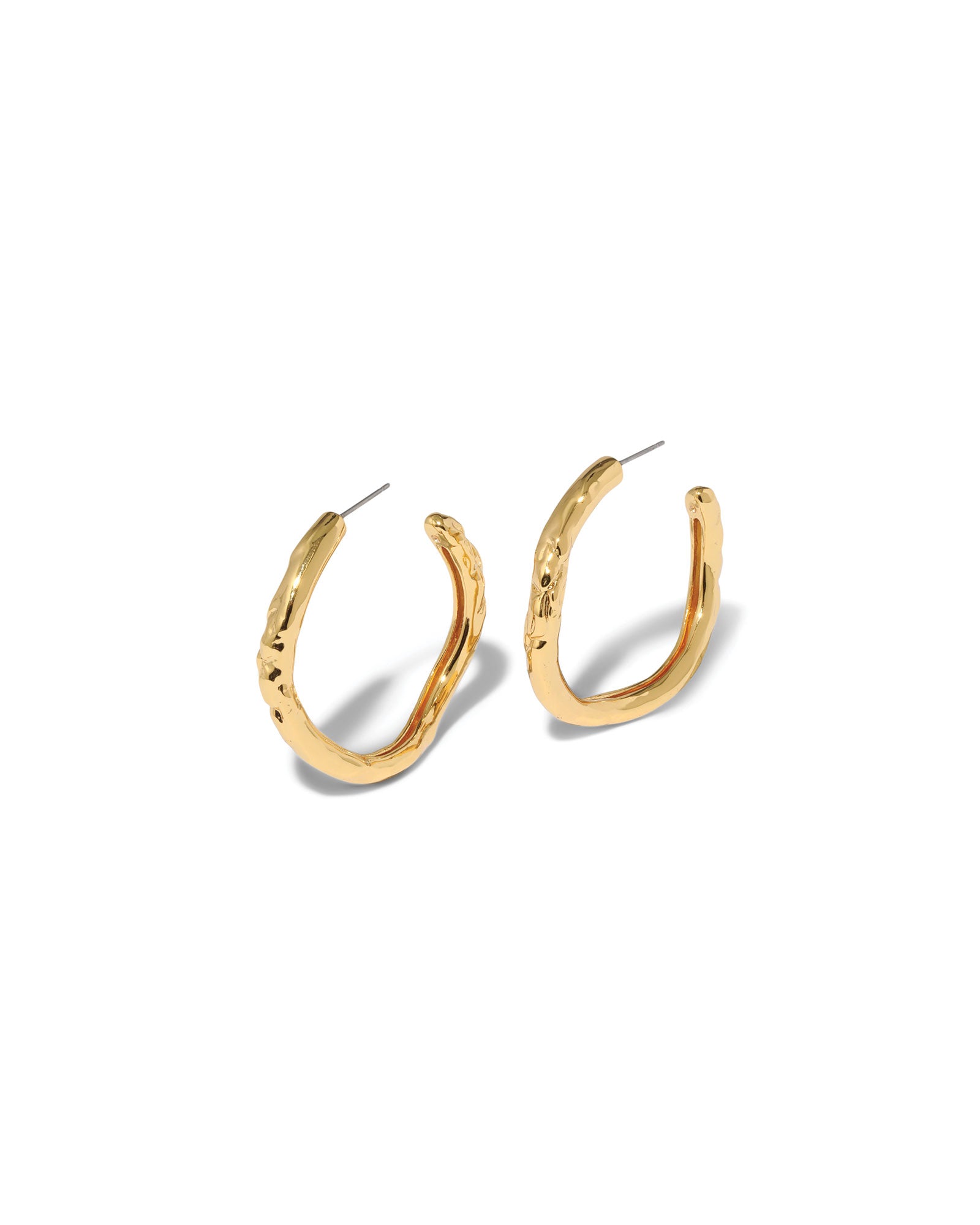 Alexis Bittar-Brut Gold Tube Hoop Earrings-Earrings-14k Gold Plated-Blue Ruby Jewellery-Vancouver Canada
