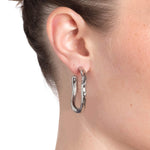 Alexis Bittar-Brut Silver Tube Hoop Earrings-Earrings-Rhodium Tone Plated Brass,-Blue Ruby Jewellery-Vancouver Canada