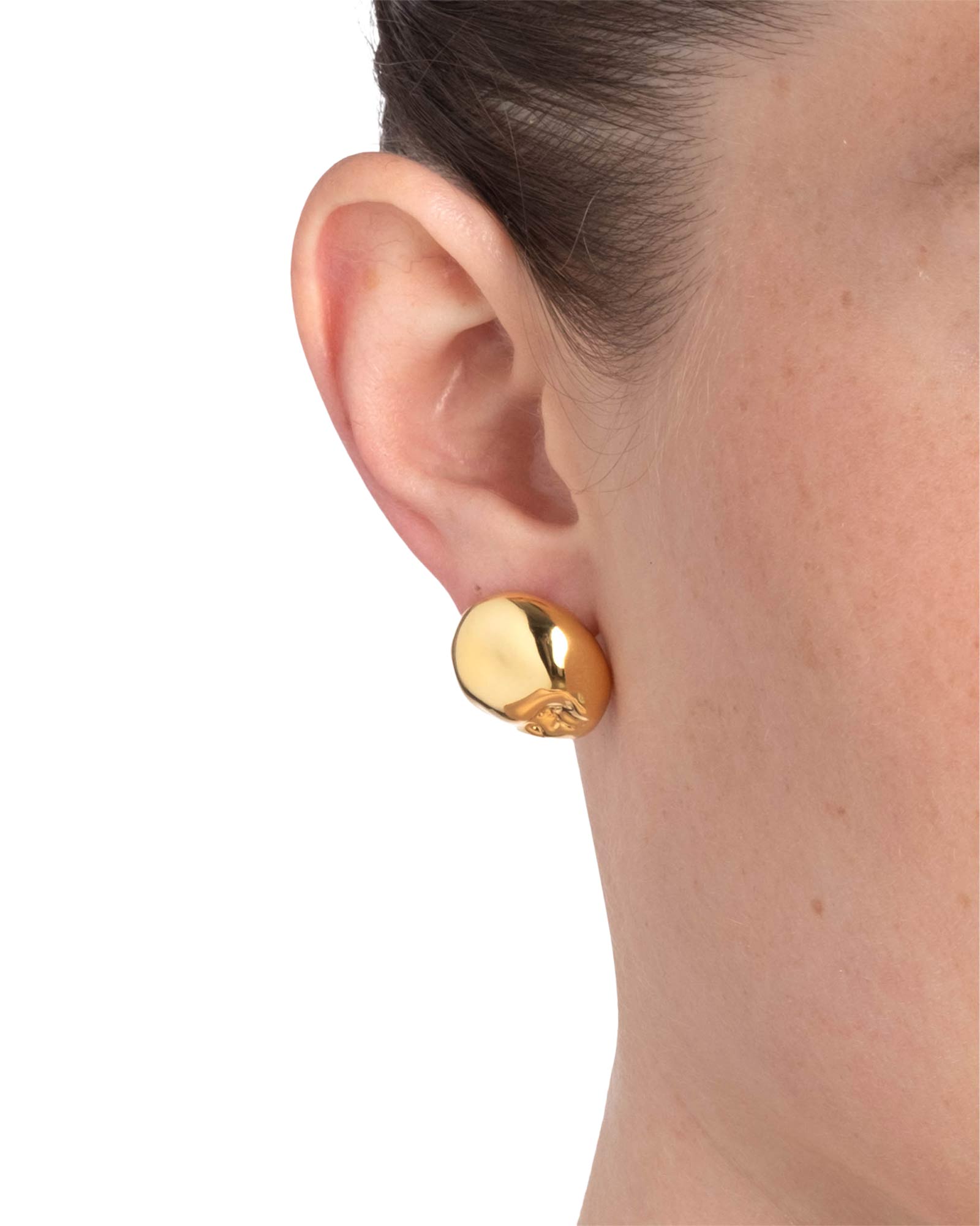 Alexis Bittar-Brut Gold Button Post Earrings-Earrings-14k Gold Plated-Blue Ruby Jewellery-Vancouver Canada