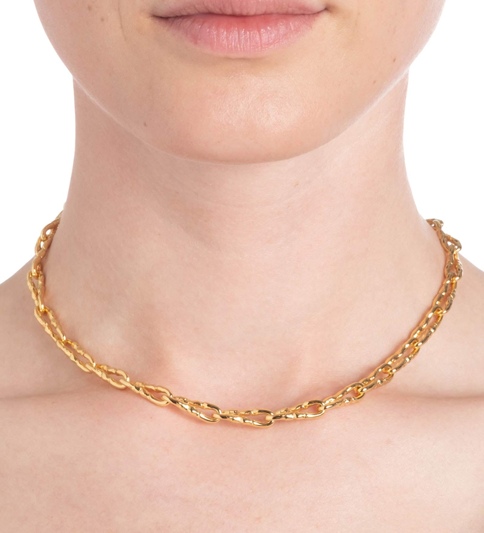 Alexis Bittar-Brut Gold Twisted Link Necklace-Necklaces-14k Gold Plated-Blue Ruby Jewellery-Vancouver Canada
