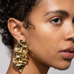 Alexis Bittar-Crumpled Large Post Earrings-Earrings-14k Gold Plated-Blue Ruby Jewellery-Vancouver Canada