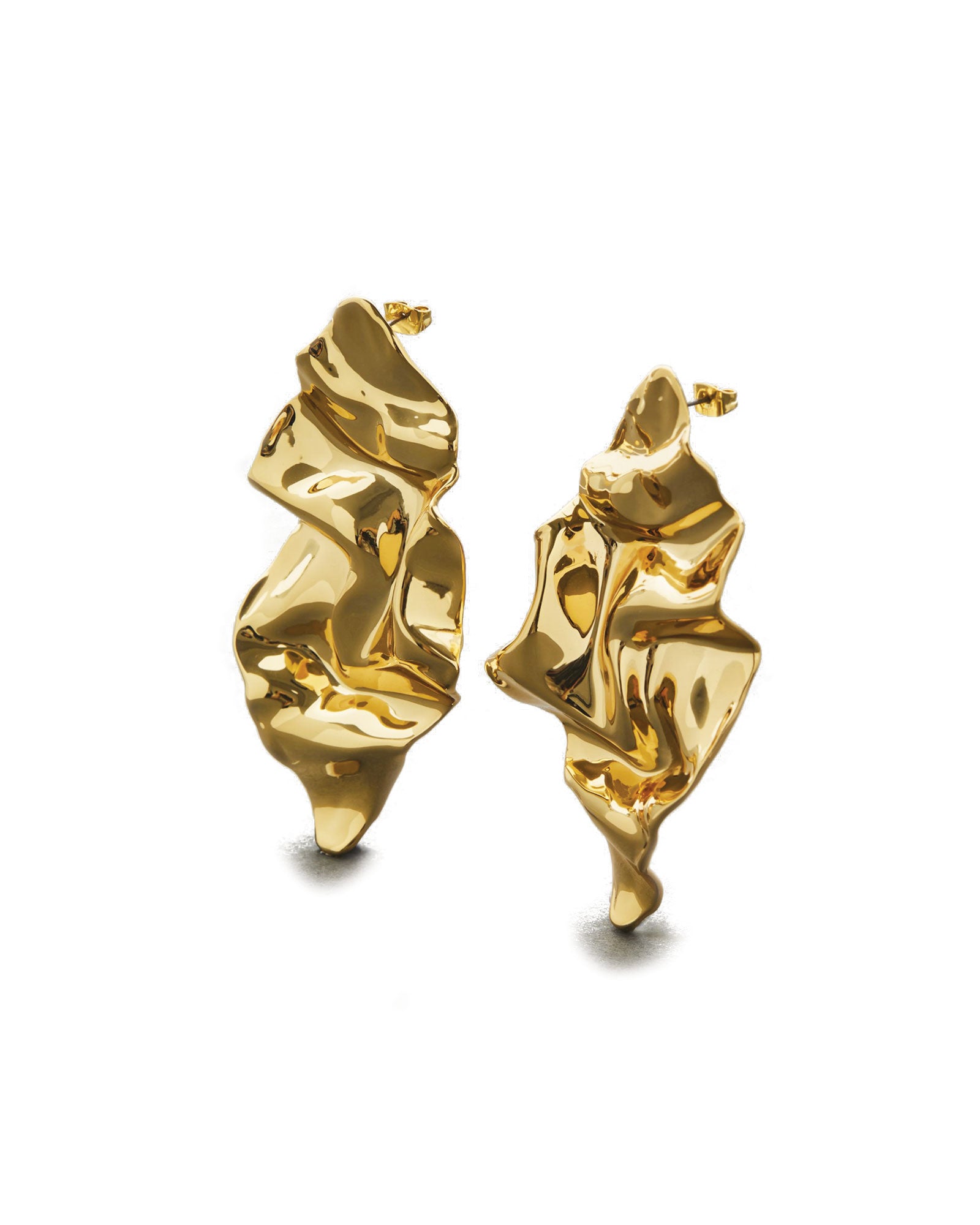 Alexis Bittar-Crumpled Large Post Earrings-Earrings-14k Gold Plated-Blue Ruby Jewellery-Vancouver Canada