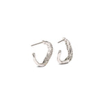 Solanales Silver Crystal
Twist Mini Hoop Earrings Rhodium Tone  Plated Brass, Crystal