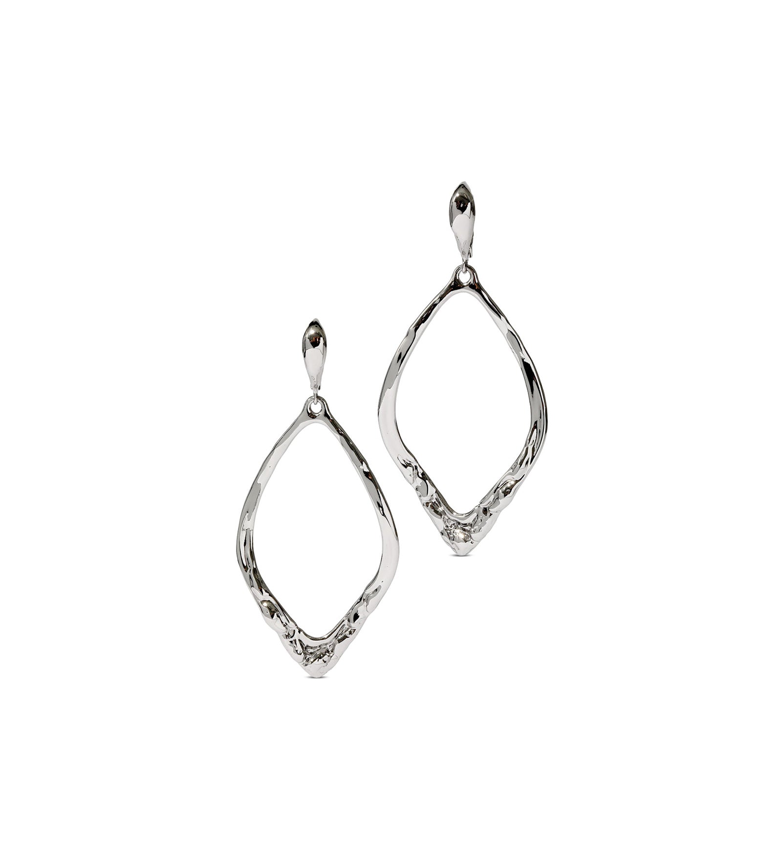 Brut Gold Open
Oval Leverback Earrings Rhodium Tone  Plated Brass
