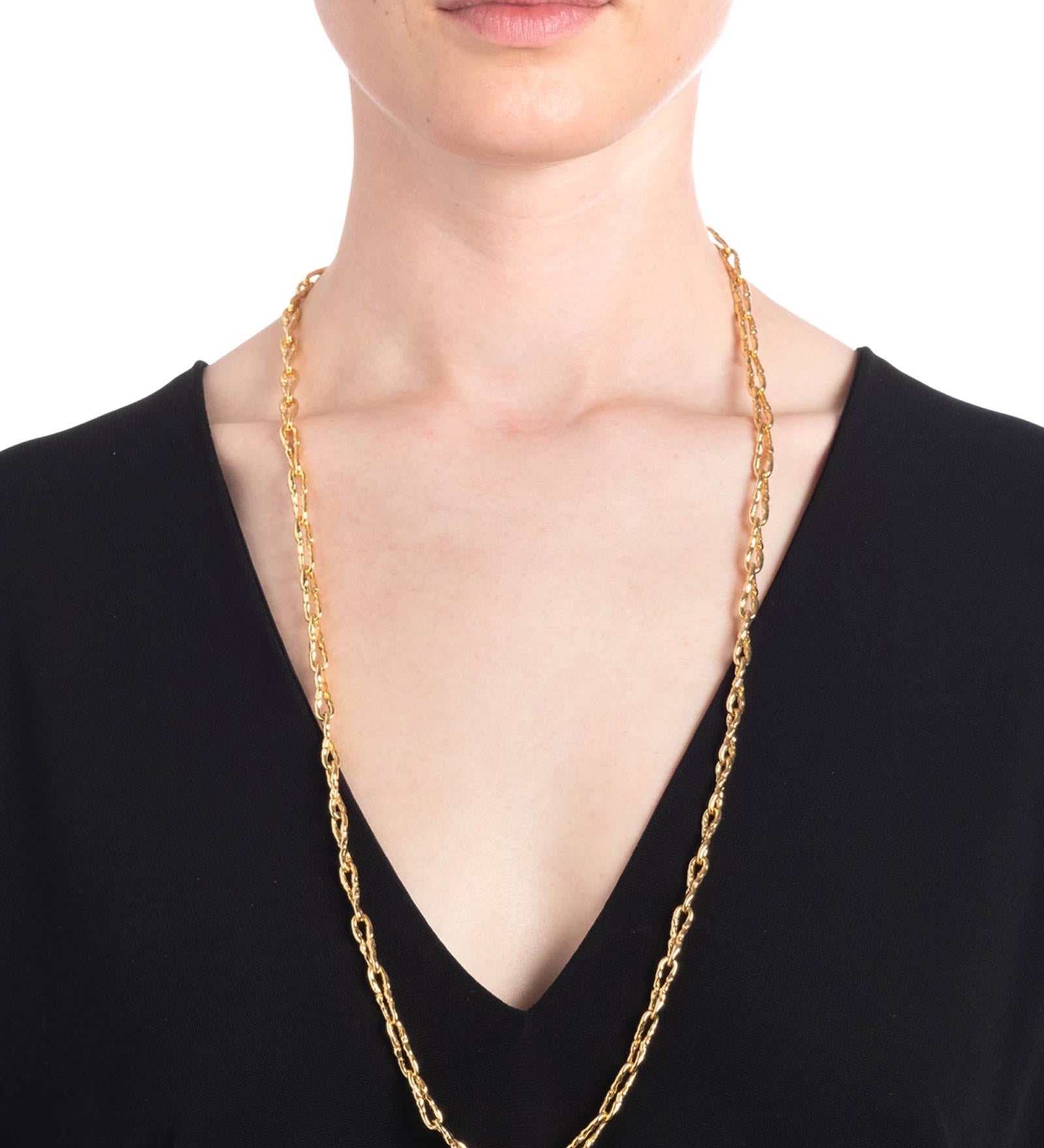 Brut Gold Twisted Link
Long Necklace 14k Gold Plated Brass