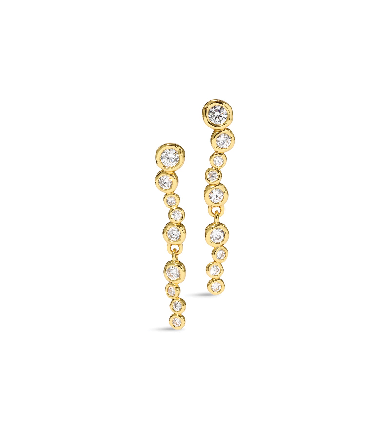 Asterales Gold CZ
Linear Post Earrings 14k Gold Plated, Cubic Zirconia