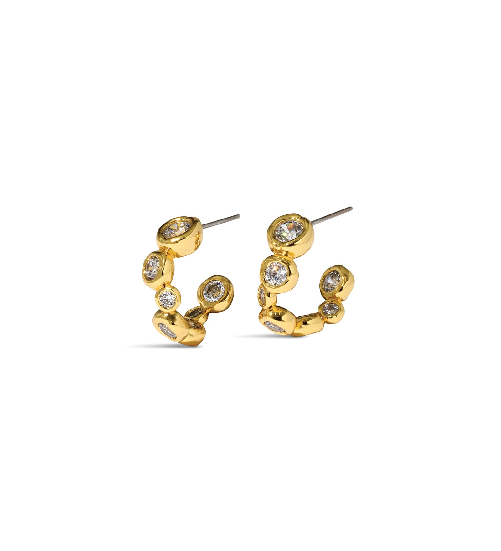 Asterales Gold CZ
Small Hoop Earrings 14k Gold Plated, Cubic Zirconia