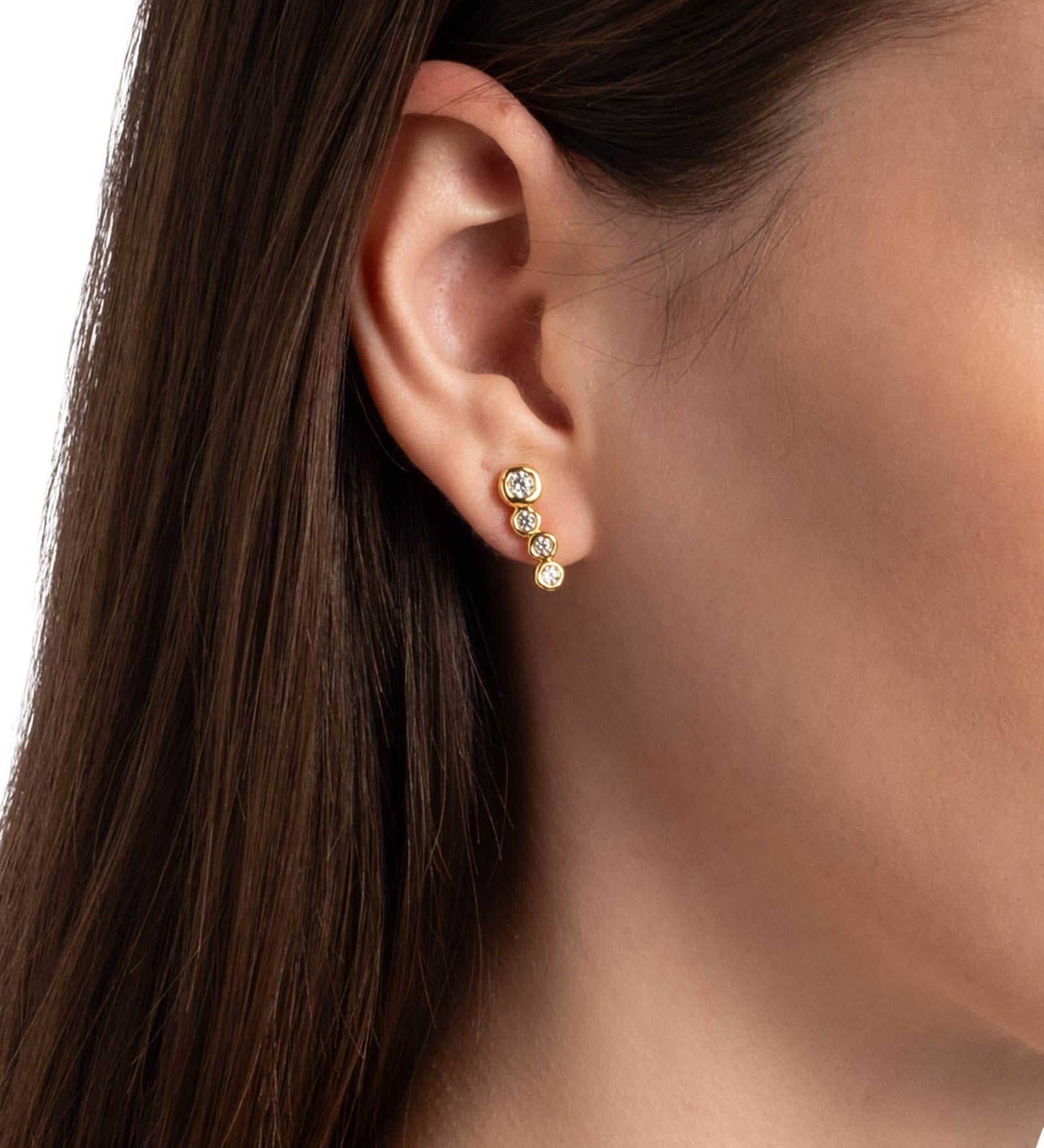 Asterales Gold CZ
Bar Earrings 14k Gold Plated, Cubic Zirconia