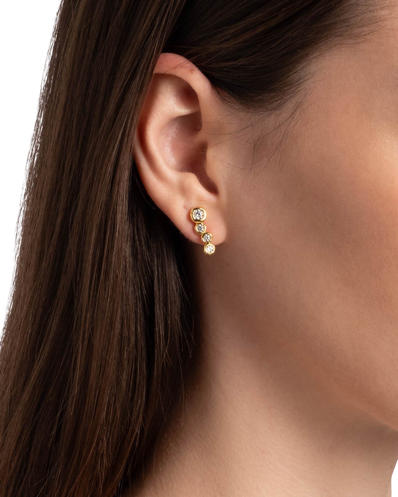 Asterales Gold CZ
Bar Earrings 14k Gold Plated, Cubic Zirconia