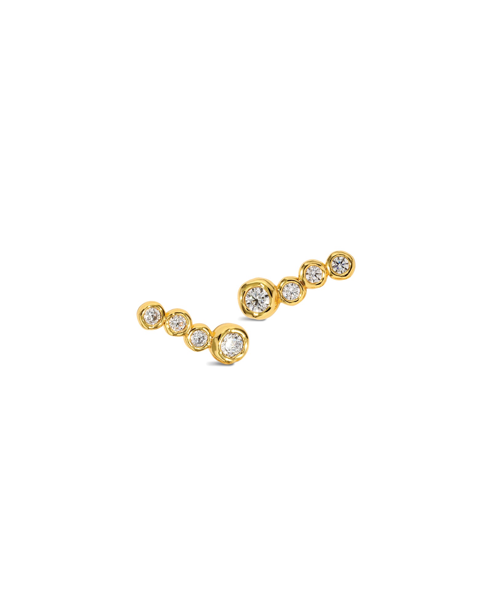 Asterales Gold CZ
Bar Earrings 14k Gold Plated, Cubic Zirconia