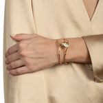 Asterales Gold Floating Cuff Bracelet 14k Gold Plated, Cubic Zirconia