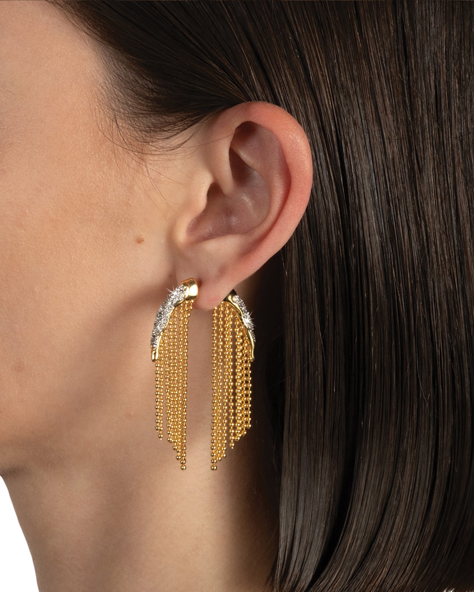 Alexis Bittar-Solanales Crystal Fringed Front Back Earrings-Earrings-Blue Ruby Jewellery-Vancouver Canada