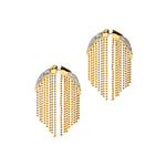 Solanales Crystal Fringed Front Back Earring 14k Gold Plated Brass, Crystal