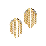 Solanales Crystal Fringed Front Back Earring 14k Gold Plated Brass, Crystal