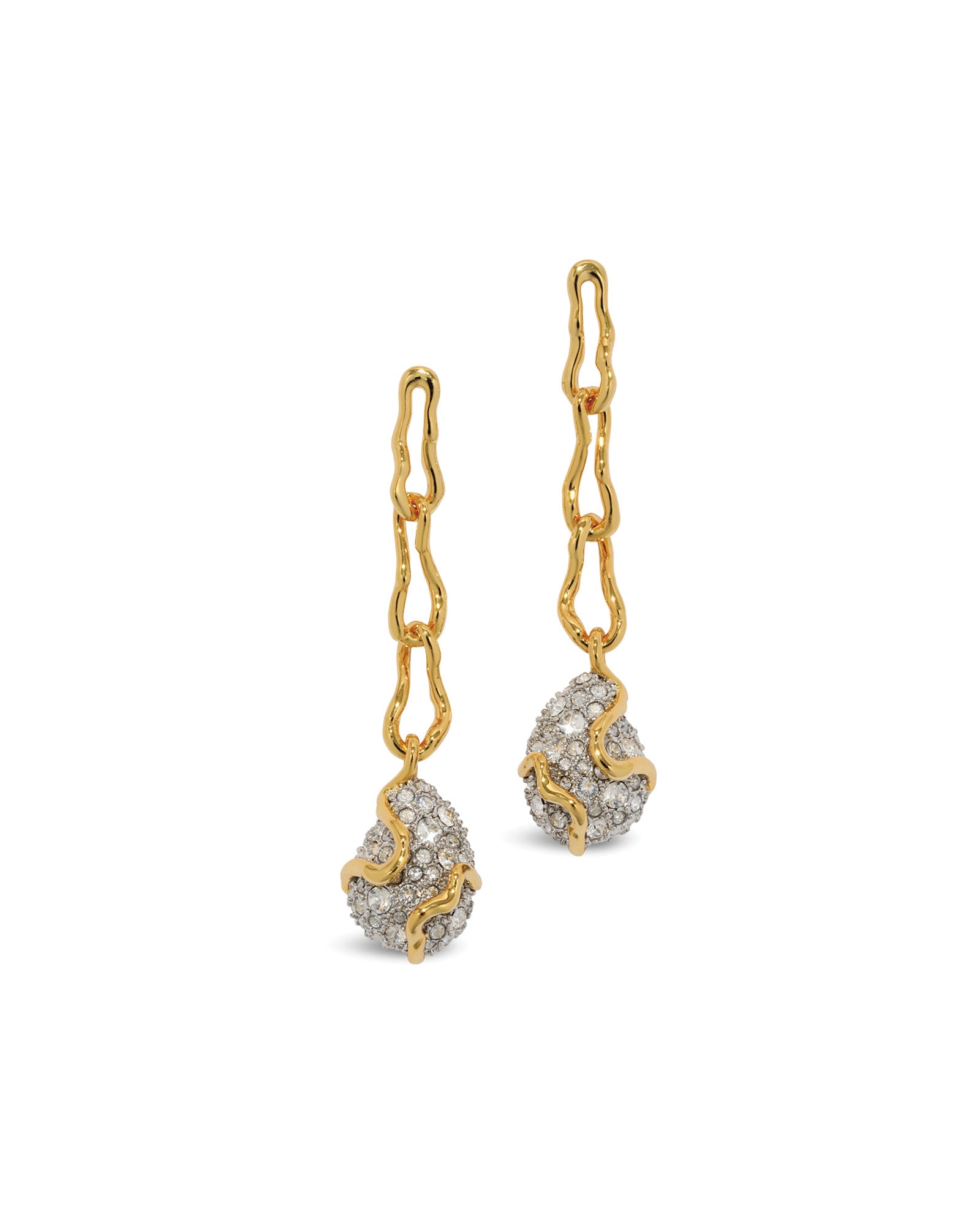 Solanales Crystal
Linked Pebble Earring 14k Gold Plated Brass, Crystal