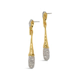 Solanales Linear Crystal Teardrop Earrings 14k Gold Plated, Crystal