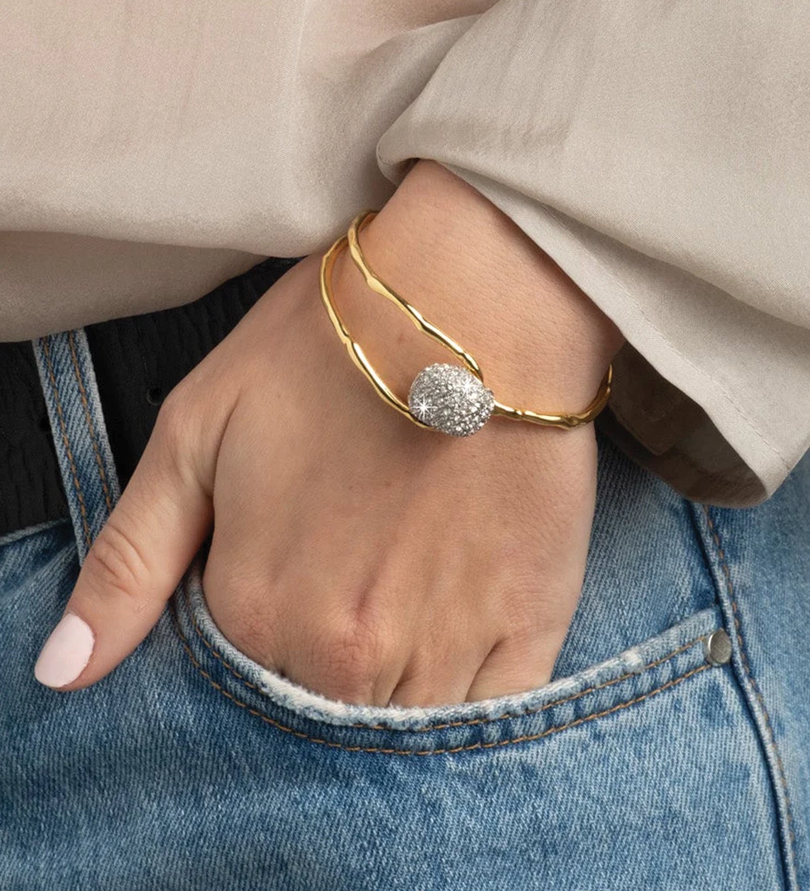 Alexis Bittar-Solanales Crystal Pebble Clasp Bracelet-Bracelets-Blue Ruby Jewellery-Vancouver Canada