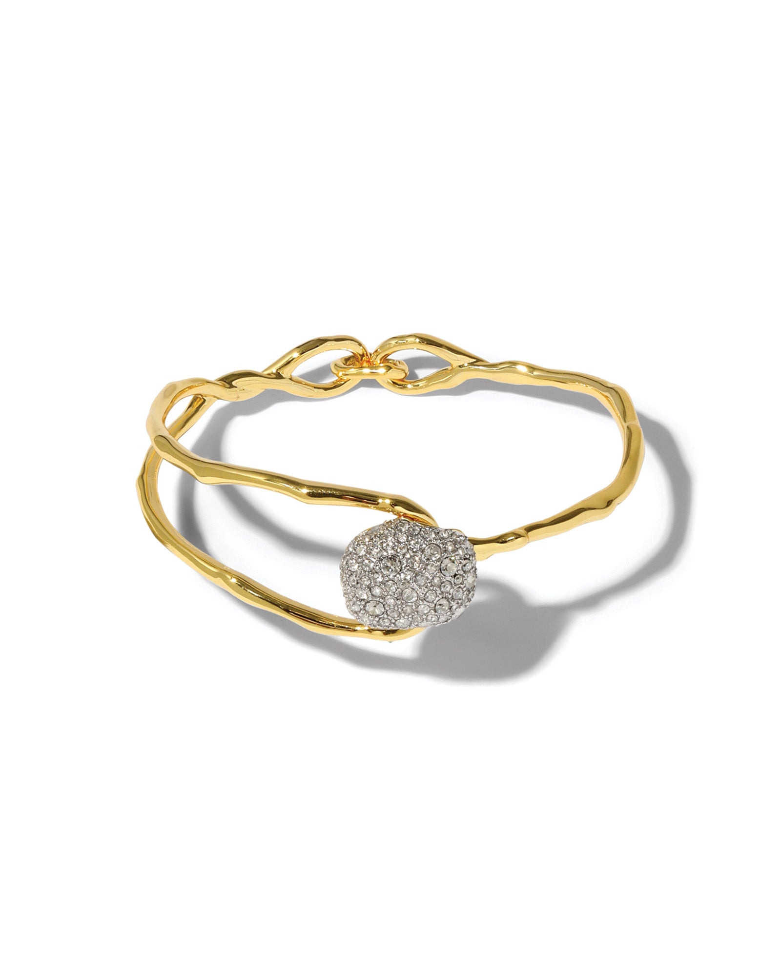 Solanales Crystal Pebble
Clasp Bracelet 14k Gold Plated Brass, Crystal