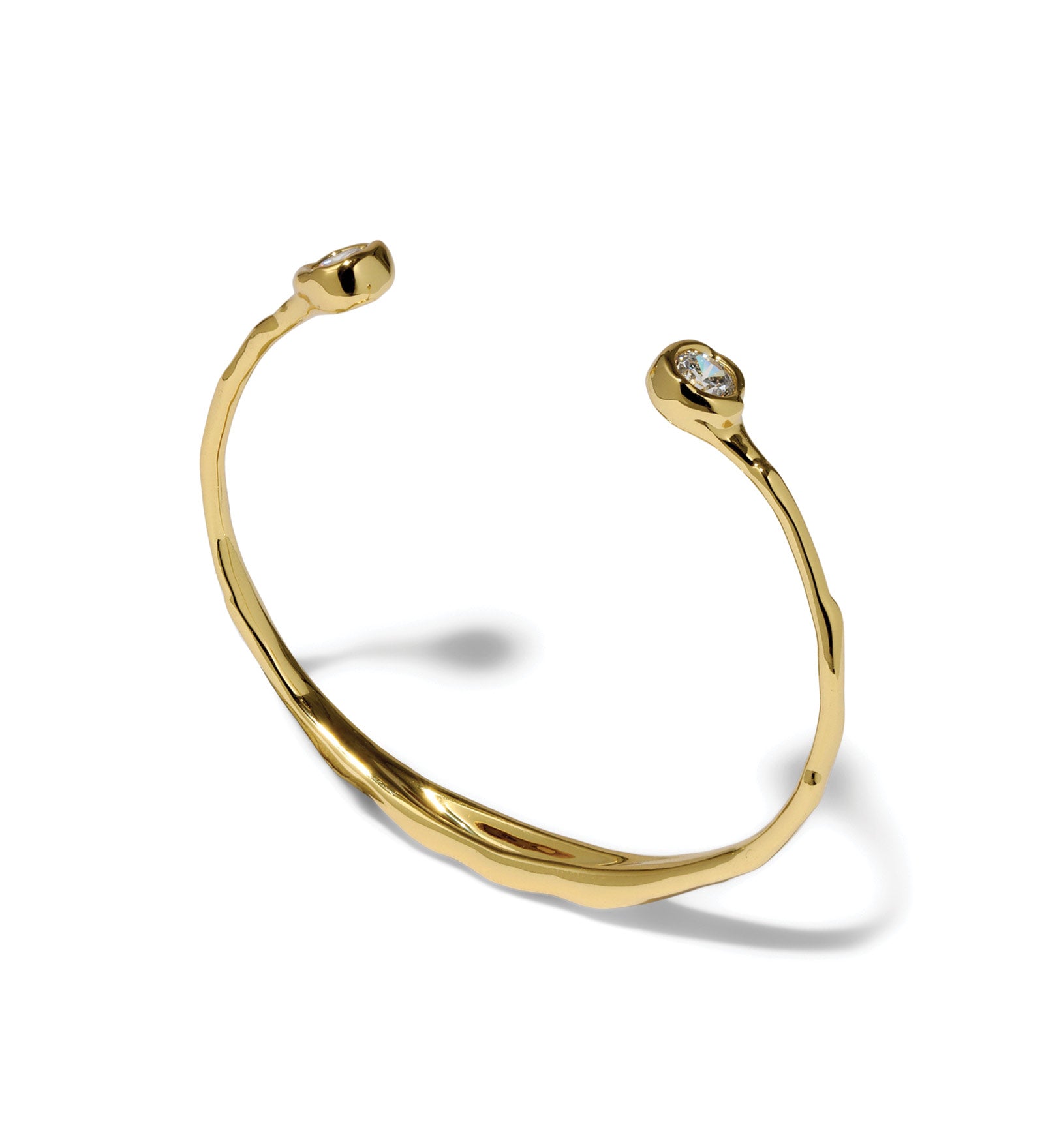 Alexis Bittar-Asterales Crystal Skinny Capped Cuff Bracelet-Bracelets-14k Gold Plated, Cubic Zirconia-Blue Ruby Jewellery-Vancouver Canada