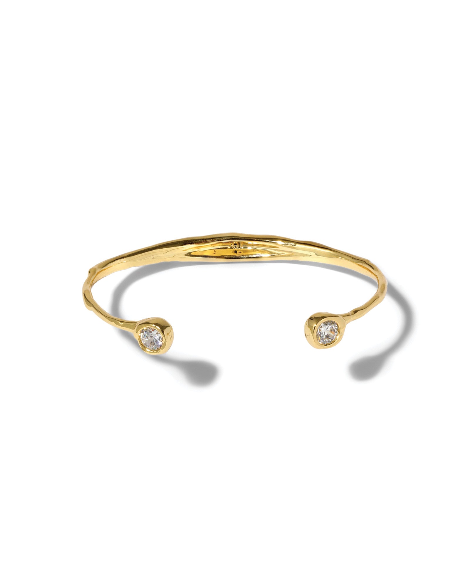 Asterales CZ
Skinny Hinge Cuff 14k Gold Plated Brass, Cubic Zirconia
