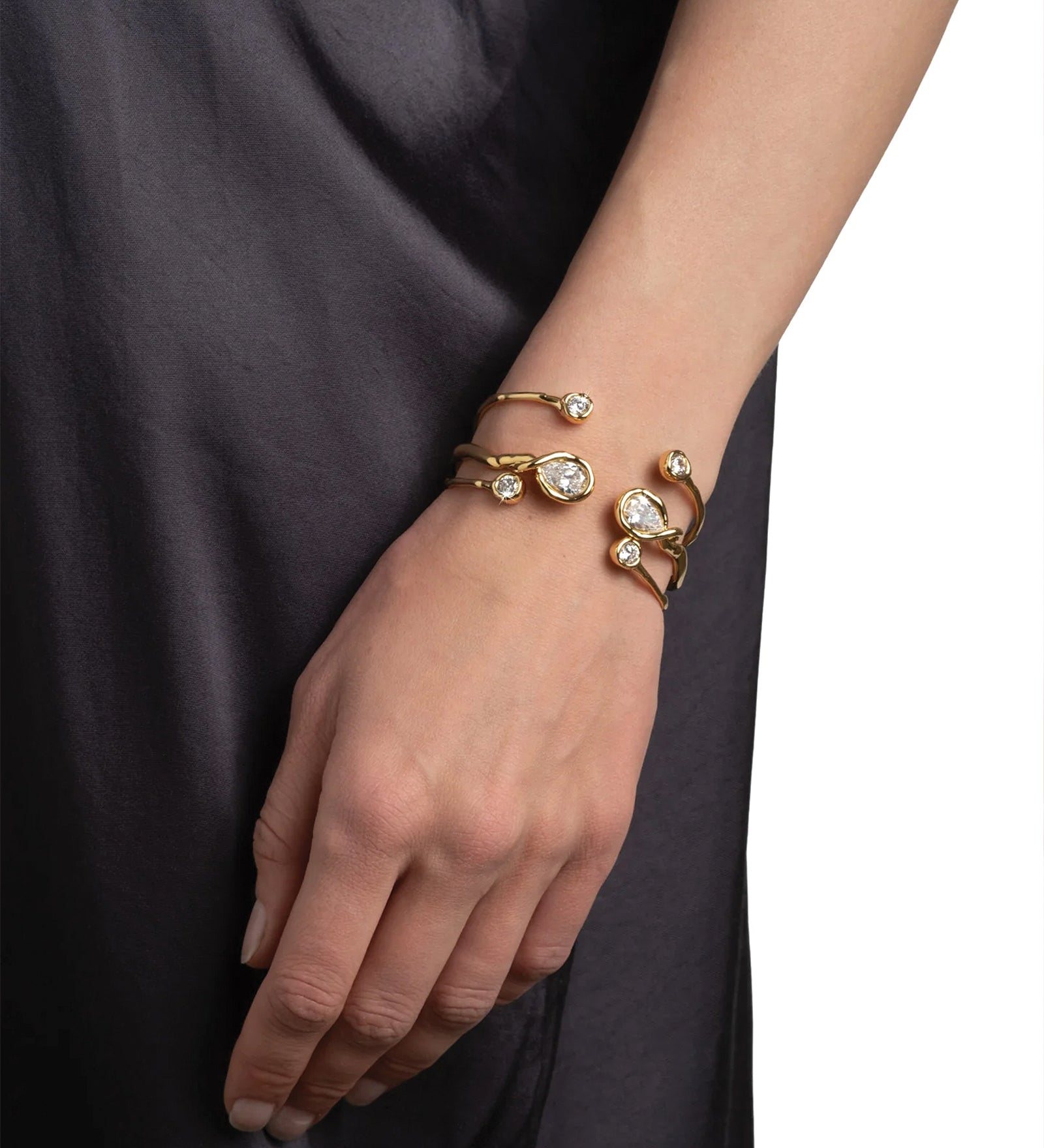 Alexis Bittar-Asterales Crystal Capped Hinge Cuff Bracelet-Bracelets-Blue Ruby Jewellery-Vancouver Canada