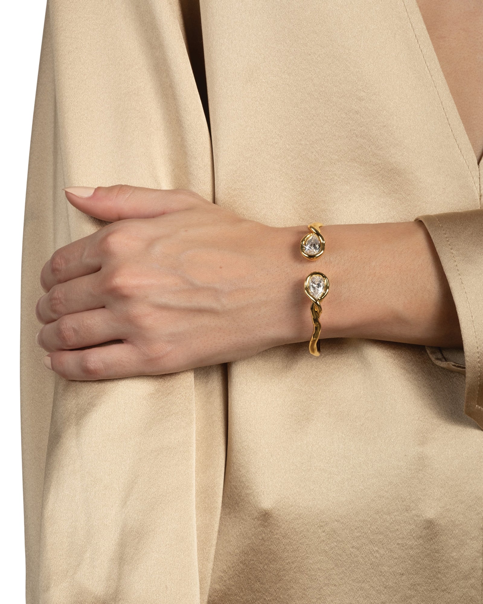 Alexis Bittar-Asterales Crystal Capped Hinge Cuff Bracelet-Bracelets-Blue Ruby Jewellery-Vancouver Canada