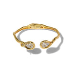 Asterales Floating CZ
Open Hinge Cuff 14k Gold Plated Brass, Cubic Zirconia