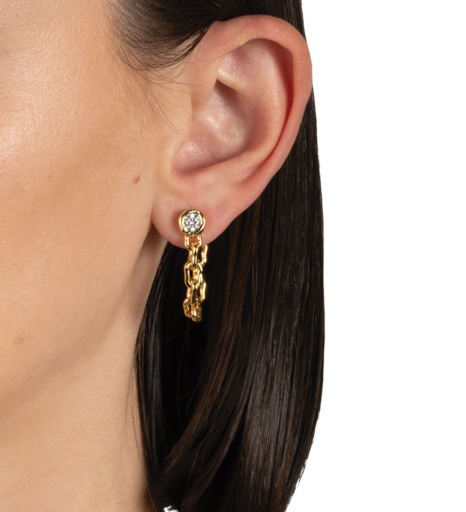 Alexis Bittar-Asterales Chain Linked Front Back Earrings-Earrings-Blue Ruby Jewellery-Vancouver Canada