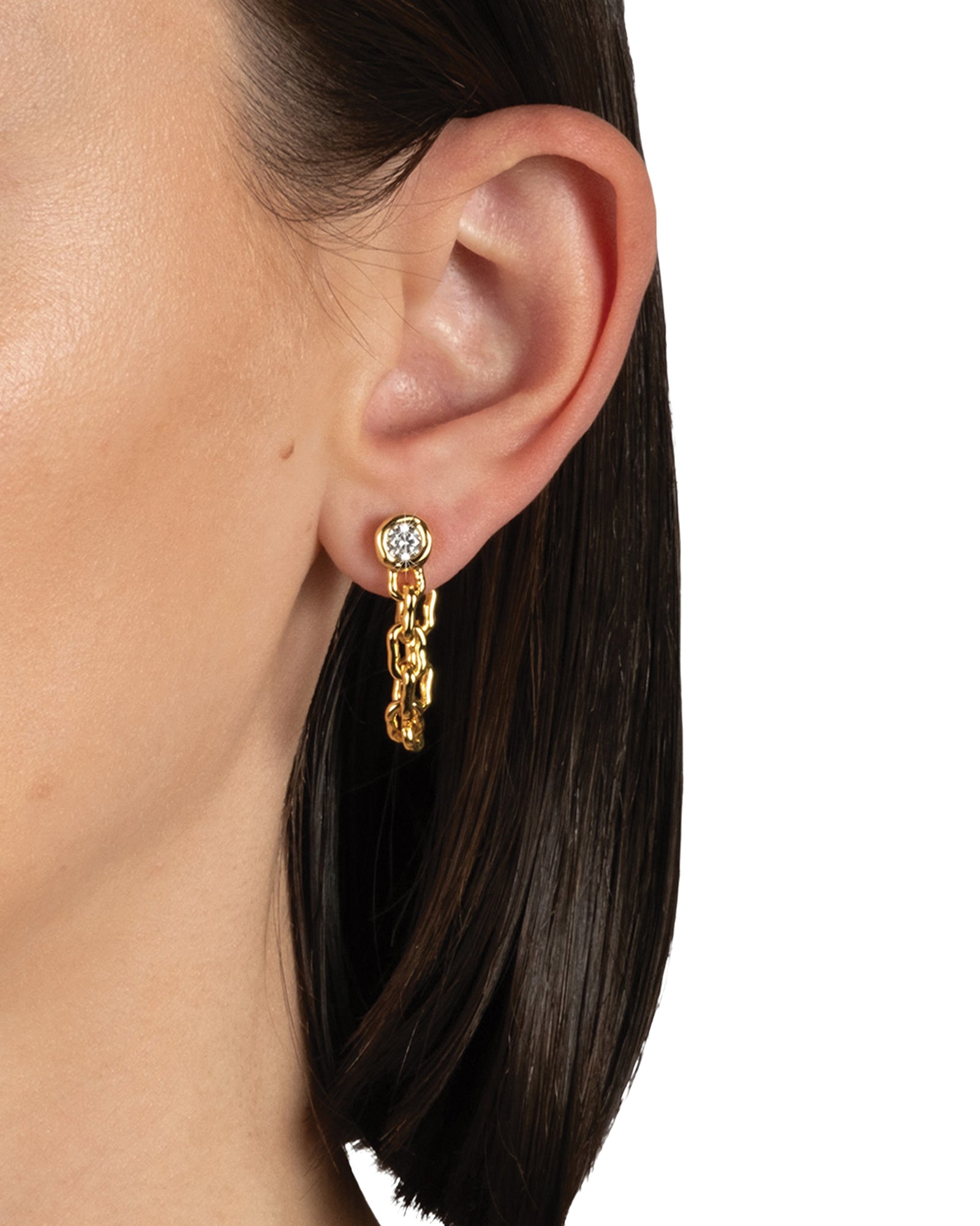 Alexis Bittar-Asterales Chain Linked Front Back Earrings-Earrings-Blue Ruby Jewellery-Vancouver Canada