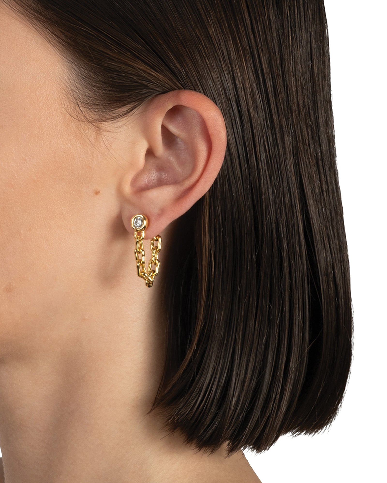 Alexis Bittar-Asterales Chain Linked Front Back Earrings-Earrings-Blue Ruby Jewellery-Vancouver Canada